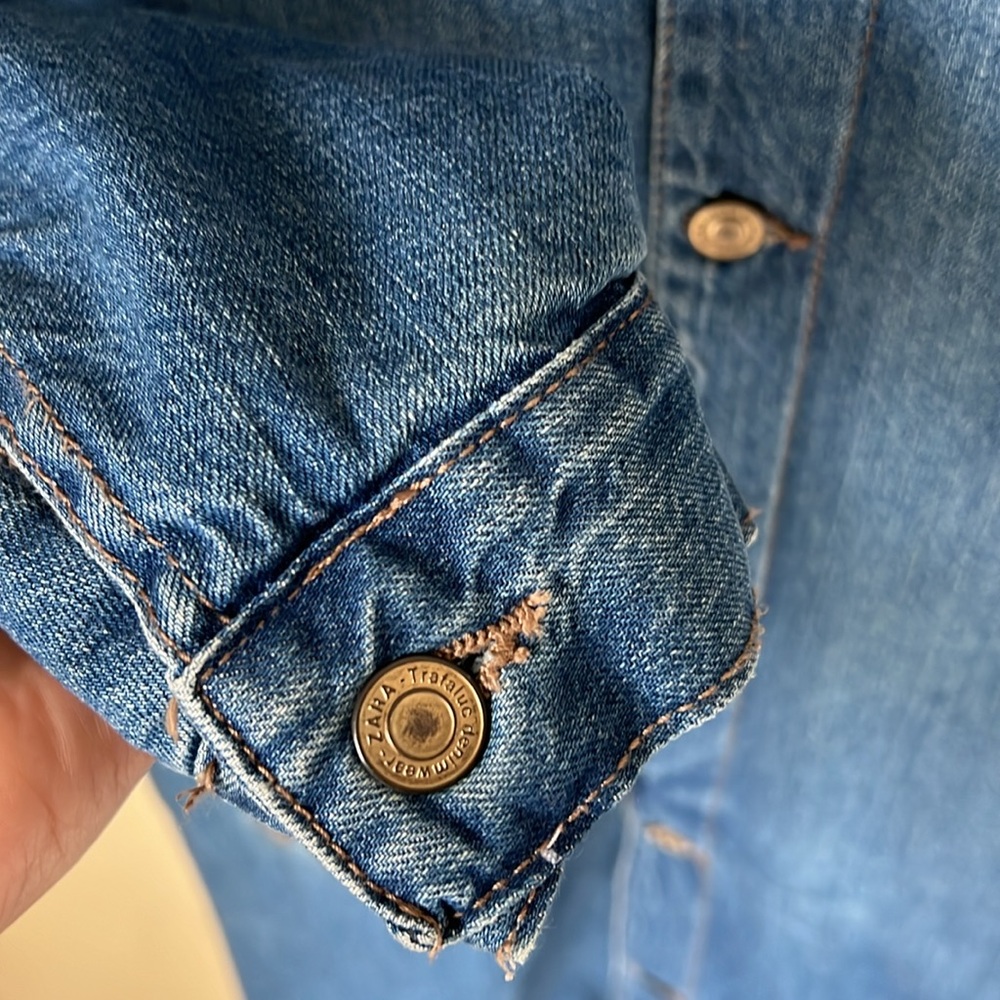 Zara denim Sherpa lined trench coat - Picture 6 of 10
